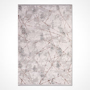 Grey Striped Area Rug – Machine Made Rug with Laser Cut Edge, 8mm Pile Height