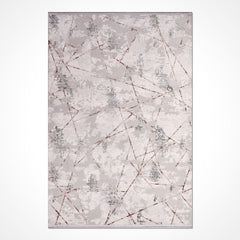 Grey Striped Area Rug – Machine Made Rug with Laser Cut Edge, 8mm Pile Height