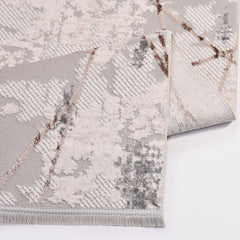 Grey Striped Area Rug – Machine Made Rug with Laser Cut Edge, 8mm Pile Height