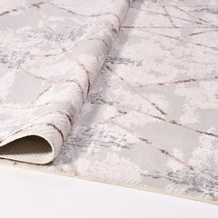 Grey Striped Area Rug – Machine Made Rug with Laser Cut Edge, 8mm Pile Height