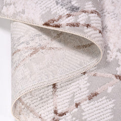 Grey Striped Area Rug – Machine Made Rug with Laser Cut Edge, 8mm Pile Height