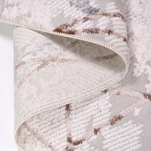 Grey Striped Area Rug – Machine Made Rug with Laser Cut Edge, 8mm Pile Height