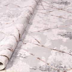 Grey Striped Area Rug – Machine Made Rug with Laser Cut Edge, 8mm Pile Height