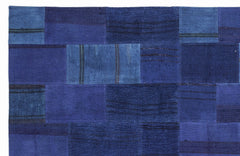 Teselya 1125 Blue Patchwork Wool Handmade Area Rug 5'3" x 7'7"