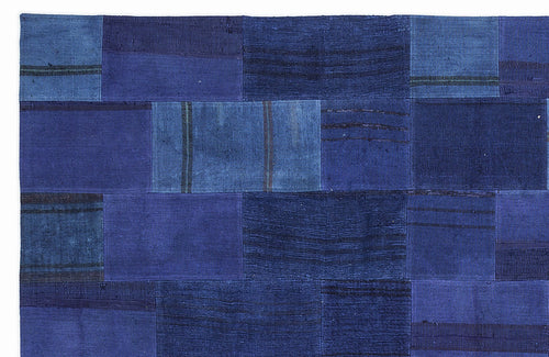 Teselya 1125 Blue Patchwork Wool Handmade Area Rug 5'3" x 7'7"