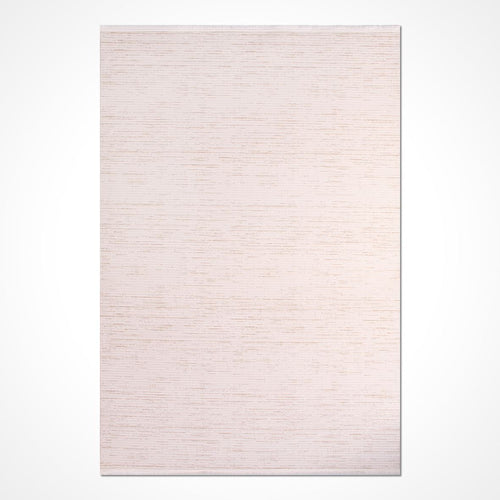 Cream Striped Area Rug – Machine Made Rug with Laser Cut Edges, 8mm Pile Height