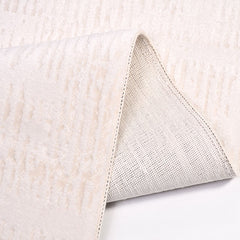 Cream Striped Area Rug – Machine Made Rug with Laser Cut Edges, 8mm Pile Height