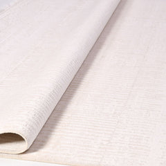 Cream Striped Area Rug – Machine Made Rug with Laser Cut Edges, 8mm Pile Height