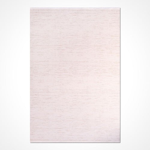 White Striped Area Rug - Machine Made Rug with 8mm Pile Height & Laser Cut Edges