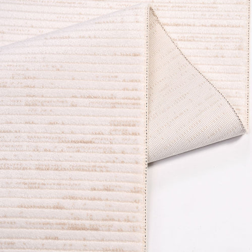 White Striped Area Rug - Machine Made Rug with 8mm Pile Height & Laser Cut Edges