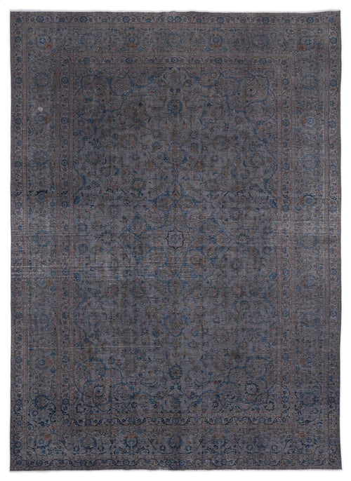 Epir Grey Vintage Wool Handmade Area Rug 9'9" x 13'1"