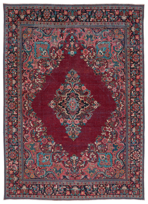 Epir Red Vintage Wool Handmade Area Rug 9'2" x 13'0"