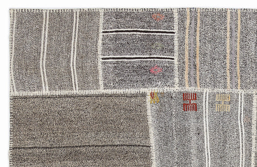 Teselya 1133 Beige Striped Wool Handmade Area Rug 5'3" x 7'7"