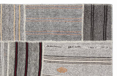 Teselya 1133 Beige Striped Wool Handmade Area Rug 5'3" x 7'7"