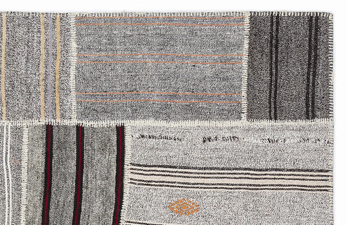 Teselya 1133 Beige Striped Wool Handmade Area Rug 5'3" x 7'7"