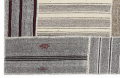 Teselya 1133 Beige Striped Wool Handmade Area Rug 5'3" x 7'7"