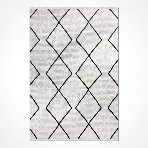 Geometric Area Rug – Machine Made Rug with Laser Cut Edges, 8mm Pile Height