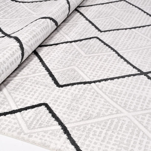 Geometric Area Rug – Machine Made Rug with Laser Cut Edges, 8mm Pile Height