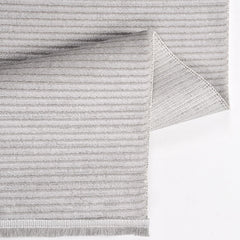 Grey Striped Area Rug - Machine Made Acrylic Rug with Laser Cut Edge, 8mm Pile