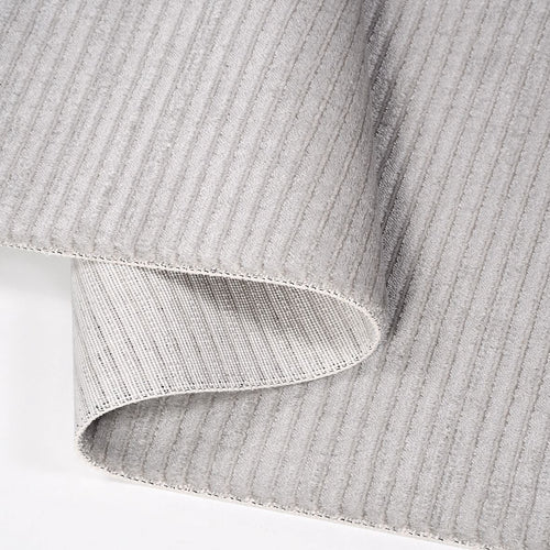 Grey Striped Area Rug - Machine Made Acrylic Rug with Laser Cut Edge, 8mm Pile