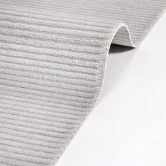 Grey Striped Area Rug - Machine Made Acrylic Rug with Laser Cut Edge, 8mm Pile