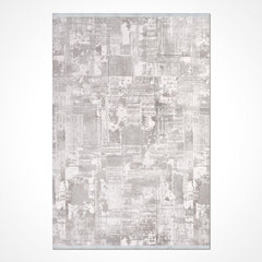 Grey Striped Area Rug – Machine Made Rug with Durable Loop Pile & Laser Cut Edge