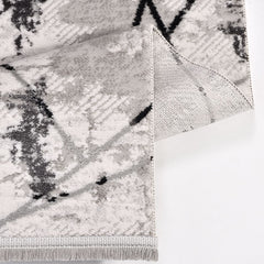 Celeste Grey Geometric Machine Made Area Rug