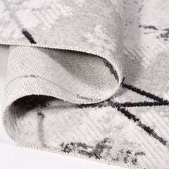 Celeste Grey Geometric Machine Made Area Rug