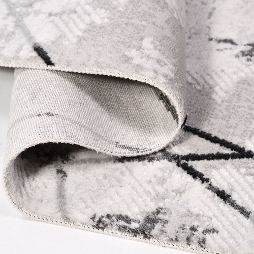 Celeste Grey Geometric Machine Made Area Rug