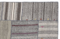 Teselya 1135 Beige Striped Wool Handmade Area Rug 5'3" x 7'7"