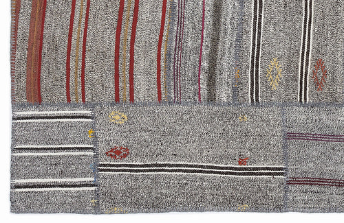 Teselya 1135 Beige Striped Wool Handmade Area Rug 5'3" x 7'7"