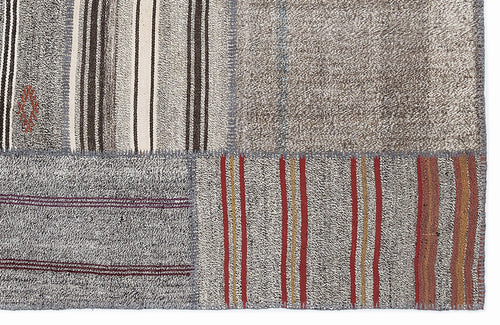 Teselya 1135 Beige Striped Wool Handmade Area Rug 5'3" x 7'7"