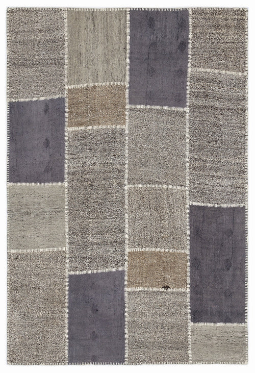 Teselya 1136 Beige Striped Wool Handmade Area Rug 5'3" x 7'7"
