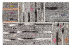 Teselya 1137 Beige Striped Wool Handmade Area Rug 5'3" x 7'7"