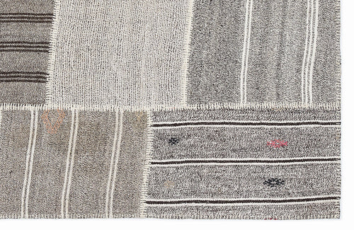 Teselya 1137 Beige Striped Wool Handmade Area Rug 5'3" x 7'7"