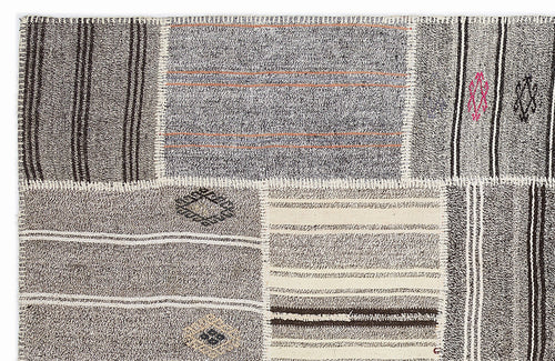 Teselya 1138 Beige Striped Wool Handmade Area Rug 5'3" x 7'7"
