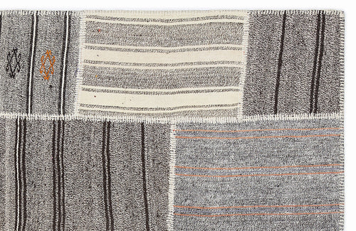 Teselya 1138 Beige Striped Wool Handmade Area Rug 5'3" x 7'7"
