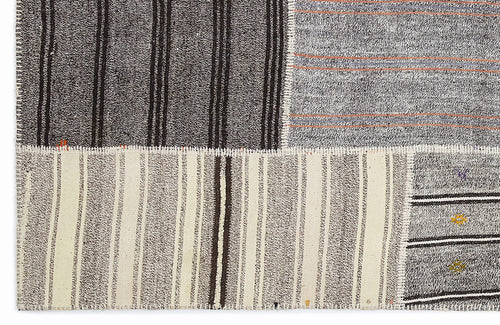 Teselya 1138 Beige Striped Wool Handmade Area Rug 5'3" x 7'7"