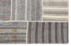 Teselya 1138 Beige Striped Wool Handmade Area Rug 5'3" x 7'7"