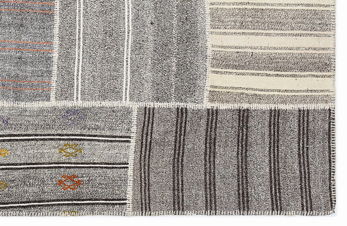 Teselya 1138 Beige Striped Wool Handmade Area Rug 5'3" x 7'7"