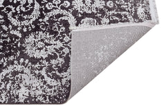 Machine Made Area Rug - Anthracite Classic High Low Textured Flatweave Carpet