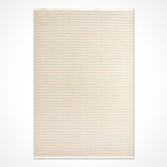 Ava Cream Striped Machine Made Area Rug
