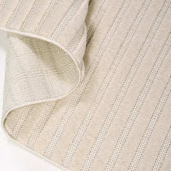 Ava Cream Striped Machine Made Area Rug
