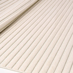 Ava Cream Striped Machine Made Area Rug