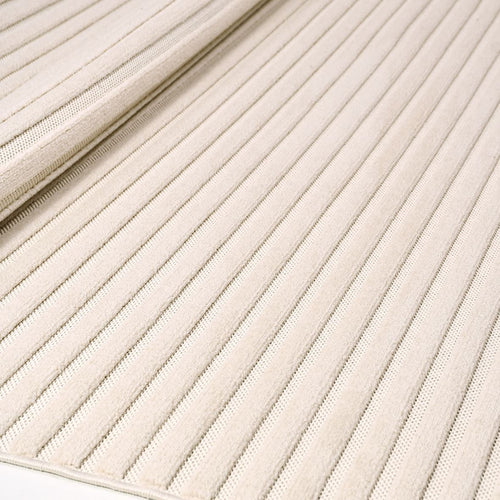 Ava Cream Striped Machine Made Area Rug