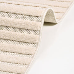 Ava Cream Striped Machine Made Area Rug