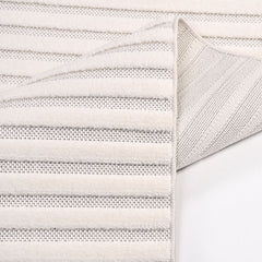 Cream Striped Rug - Machine Made Area Rug With Soft Pile Carpet, Durable Polyester