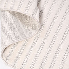 Cream Striped Rug - Machine Made Area Rug With Soft Pile Carpet, Durable Polyester