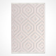 Geometric Area Rug – Machine Made Cream Polyester Rug with 200000 Stitch Density
