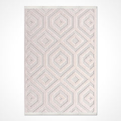 Geometric Area Rug – Machine Made Cream Polyester Rug with 200000 Stitch Density